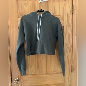Olive Green Cropped Hoodie